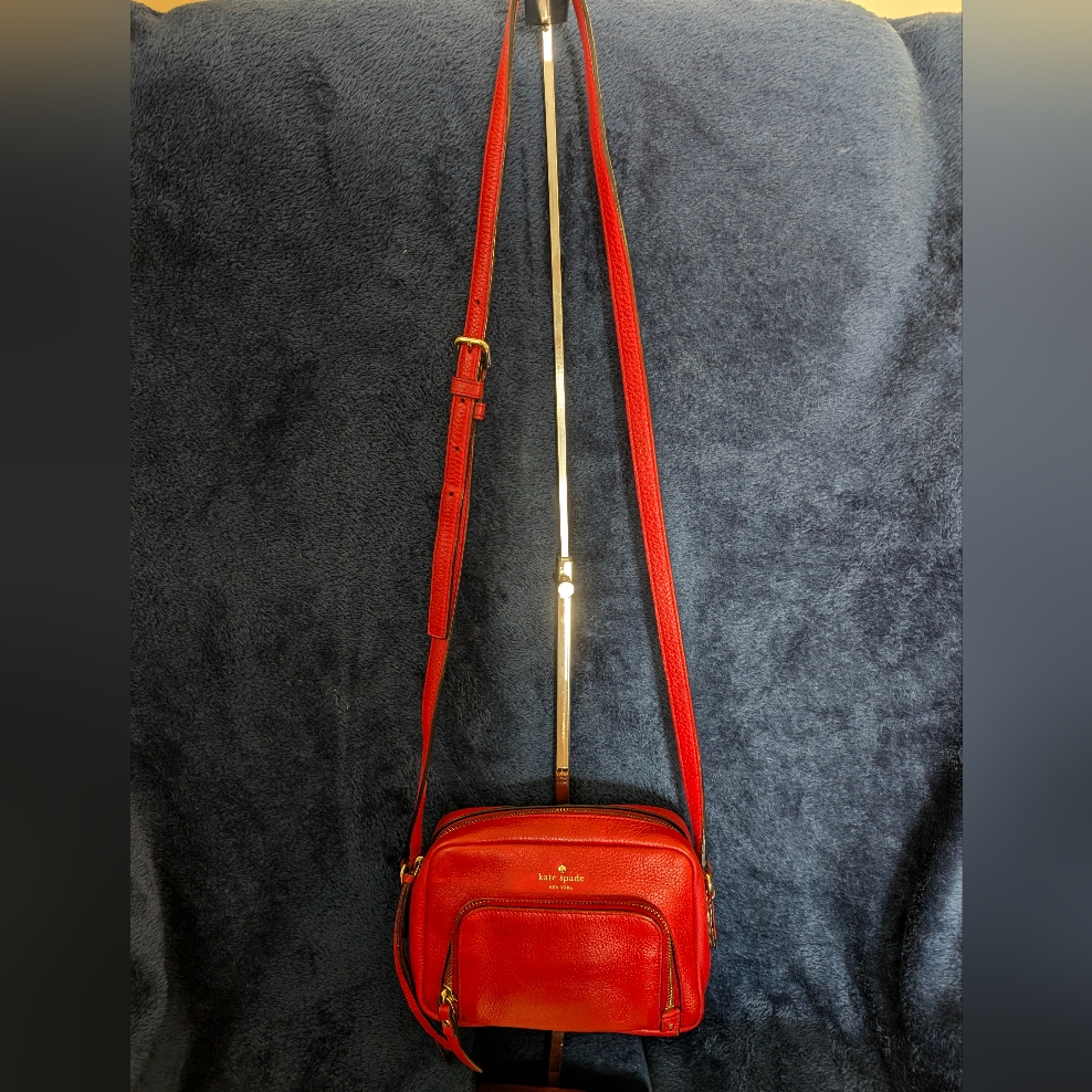 Kate Spade Red Pebbled Leather Crossbody Bag